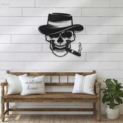 gangter sugar skull cigar smoking bar sign wall art metal sign smoker man cave gift 2