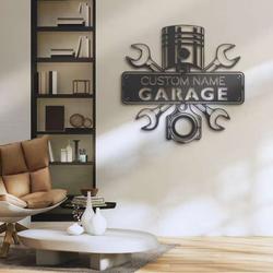 garage metal wall art custom laser cut metal signs workshop name sign home decor car mechanic repair decoration repairman 1