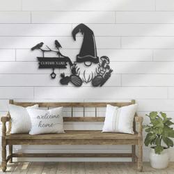 garden gnome metal wall art garden signs for decoration house number plaque gift for mom nana mothers day gift 1