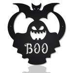 ghost boo with bat metal sign haunted house sign halloween decoration for home 0