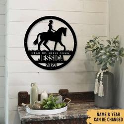 girl riding horse farmhouse decor horse ranch custom metal sign 1