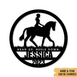girl riding horse farmhouse decor horse ranch custom metal sign 4