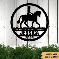 girl riding horse farmhouse decor horse ranch custom metal sign 5