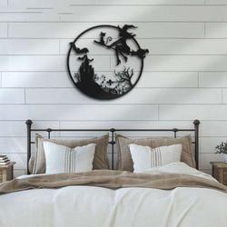 girl witch and cat metal sign witch signs halloween decoration for home 2