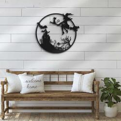 girl witch and cat metal sign witch signs halloween decoration for home 3