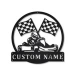 go kart racing metal sign personalized metal name signs home decor racing sport fan gifts 0