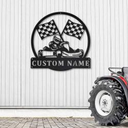 go kart racing metal sign personalized metal name signs home decor racing sport fan gifts 1