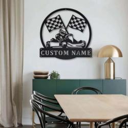 go kart racing metal sign personalized metal name signs home decor racing sport fan gifts 2