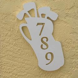 golf bag metal art custom house number sign address signs 1