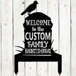 gravestone metal yard stake welcome to haunted house signs halloween decoration for home 0