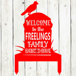 gravestone metal yard stake welcome to haunted house signs halloween decoration for home 1