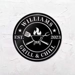 grill and chill personalized barbecue sign smoker backyard patio pool grill decor gift for dad grill enthusiasts 0