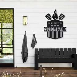 grill master bbq sign custom name bbq sign grilling gifts fire pit sign kitchen backyard patio decor 2
