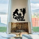 grilla and chilla funny bbq bar and grill metal sign patio garden backyard fire pit bbq smoker gifts 0