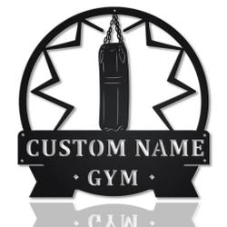 Gym Punching Bag  Metal Wall Art Personalized Metal Name Signs Home Decor Sport Lovers Gifts