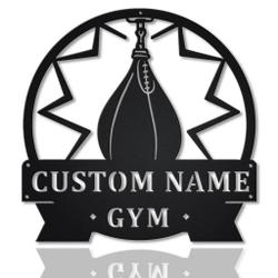 Gym Speed Bag Metal Wall Art Personalized Metal Name Signs Home Decor Sport Lovers Gifts