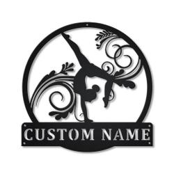 Gymnastics Sport Metal Wall Art Personalized Metal Name Signs Home Decor Sport Lovers Gifts