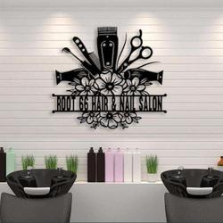 hair and nail salon personalized metal wall art barber shop decor custom metal sign 1