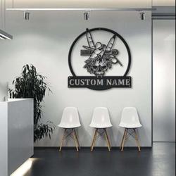 hair salon skull flower rock and roll beauty salon business custom metal sign 1