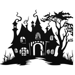 halloween castle house metal sign v4 halloween decoration for home 0