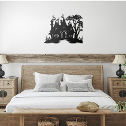 halloween castle house metal sign v4 halloween decoration for home 1
