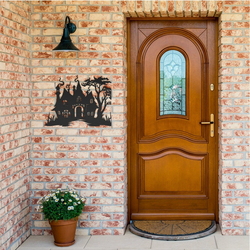 halloween castle house metal sign v4 halloween decoration for home 2