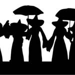 halloween decor witch coven umbrellas metal sign 0