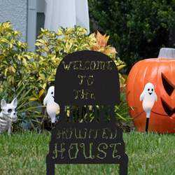 halloween gravestone yard stake welcome to the hounted house signs halloween decoration for home 2