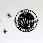 halloween spiderweb metal sign custom family name signs halloween decoration for home 0