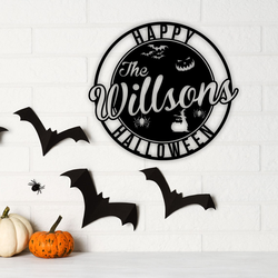 halloween spiderweb metal sign custom family name signs halloween decoration for home 2
