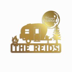happy camper custom rv camping firepit custom metal sign 2