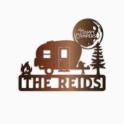 happy camper custom rv camping firepit custom metal sign 3