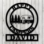 happy camper metal signs personalized metal name sign camping art outdoor decor 0