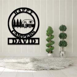 happy camper metal signs personalized metal name sign camping art outdoor decor 2