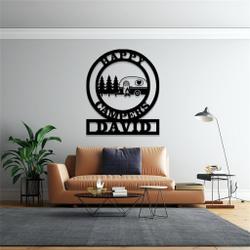 happy camper metal signs personalized metal name sign camping art outdoor decor 3
