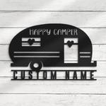 happy camper van metal wall art personalized metal name signs rv camping van sign decor for room funny camping signs 0