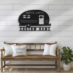 happy camper van metal wall art personalized metal name signs rv camping van sign decor for room funny camping signs 3