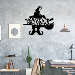 happy halloween metal sign horror witch sign halloween decoration for home 1