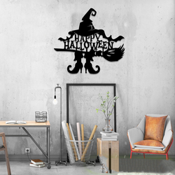 happy halloween metal sign horror witch sign halloween decoration for home 2