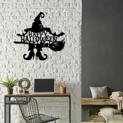 happy halloween metal sign horror witch sign halloween decoration for home 3