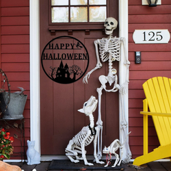 happy halloween metal sign witch flying on a broomstick signs halloween home decor 3