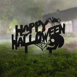 happy halloween metal yard stake skull spider signs halloween decoration for home 0
