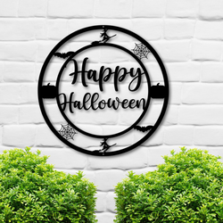 happy halloween sign pumpkin bat witch wall art halloween decoration for home 1