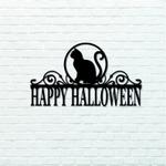 happy halloween with cat address sign halloween decoration for home 0