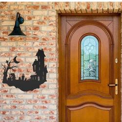 haunted house metal sign halloween signs halloween decoration for home 2