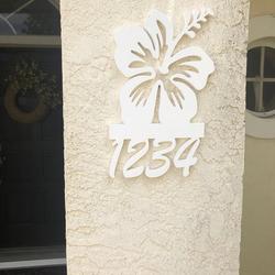 hibiscus art personalized house number metal sign custom address sign outdoor decor 2