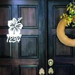 hibiscus art personalized house number metal sign custom address sign outdoor decor 3