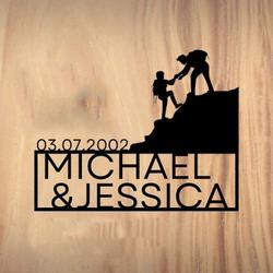 hiking couple custom metal sign camping nature adventure sign for outdoorsy people camping lovers custom name and date 4