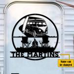 hippie camping metal sign personalized metal name signs hippie van signs couple chair campfire art decor home 0