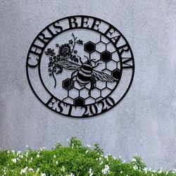 honey bee farm decor family name established sign bee keeper gift personalized metal signs 1